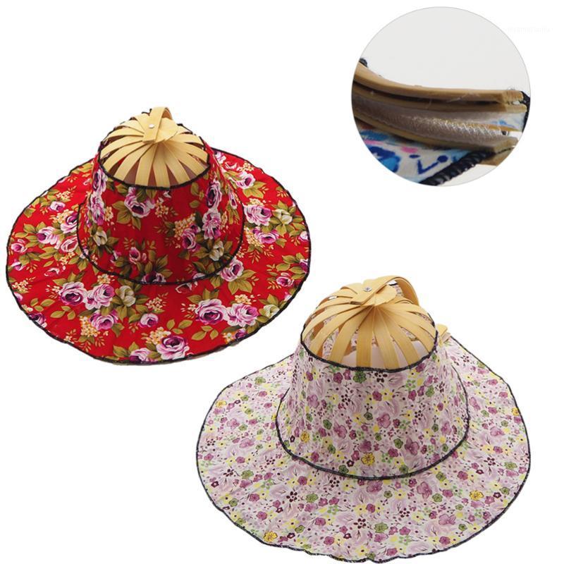 

Bamboo Foldable Fan Hat Outdoors Anti-UV Sun Protective Cap for Travelling1, As shown