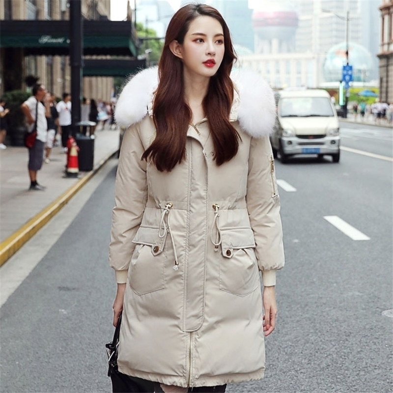 

New Style Trendy Coat Women Winter Jacket Cotton Warm Coat Ladies Long Coats Parka 201017, Beige