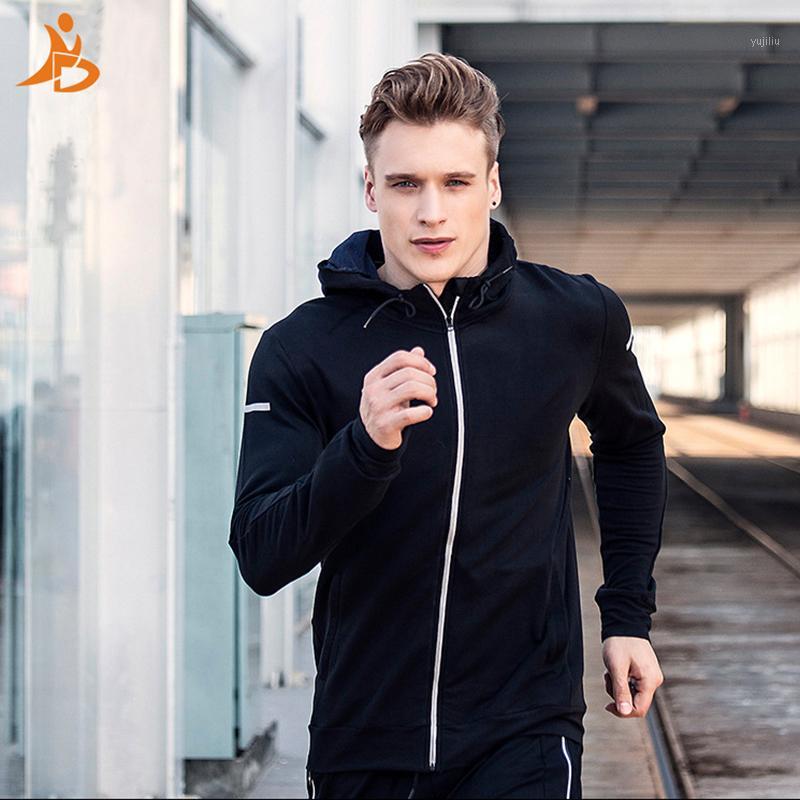 

High Elastic Running Jacket Men Breathable Quick-Drying Running Jersey Windproof Coat Outdoor Sports Hiking Run Hooded Sport Top1, Black