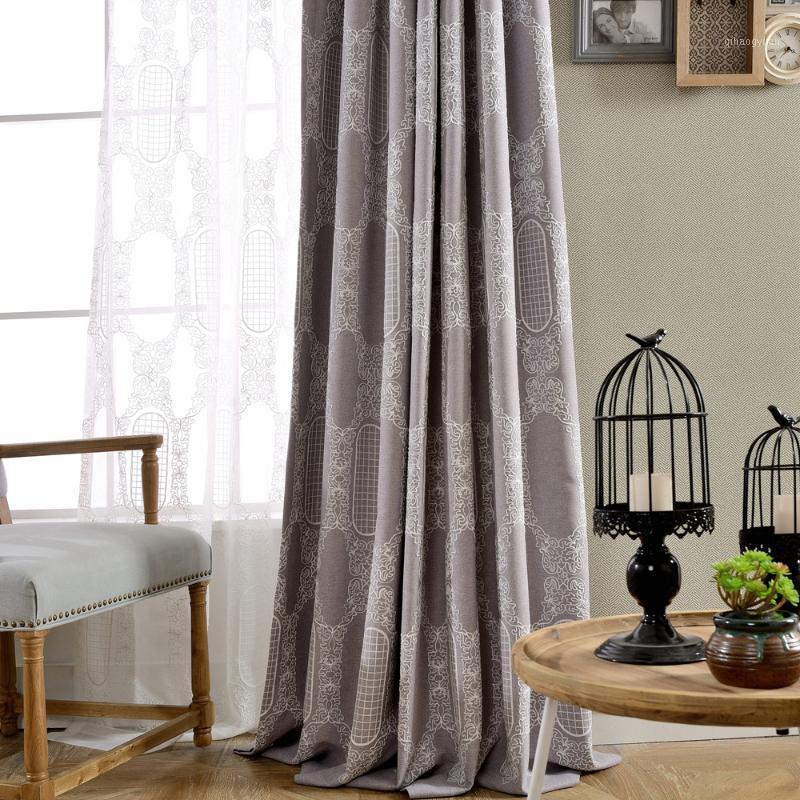 

Curtains for Living Room Pineapple-simple Modern Cotton Thread Embroidered Curtain Fabric Imitation Cotton and Linen Shade1, Tulle