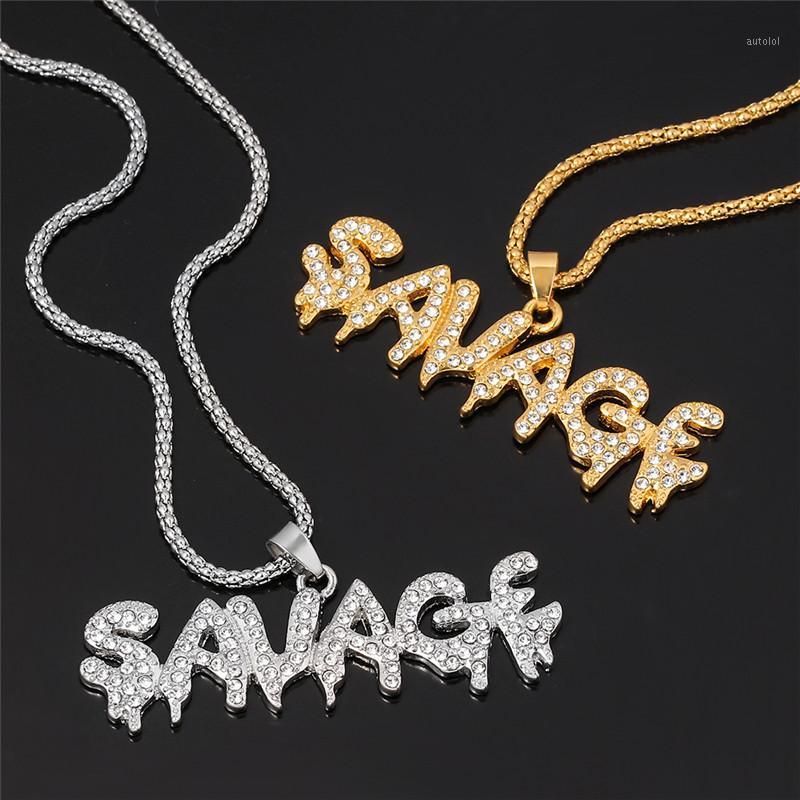 

Fashion Men's Bling Bling Savage Letter Necklace & Pendant Shiny Out Link Chain Necklace Choker Hip Hop Jewelry for Men1