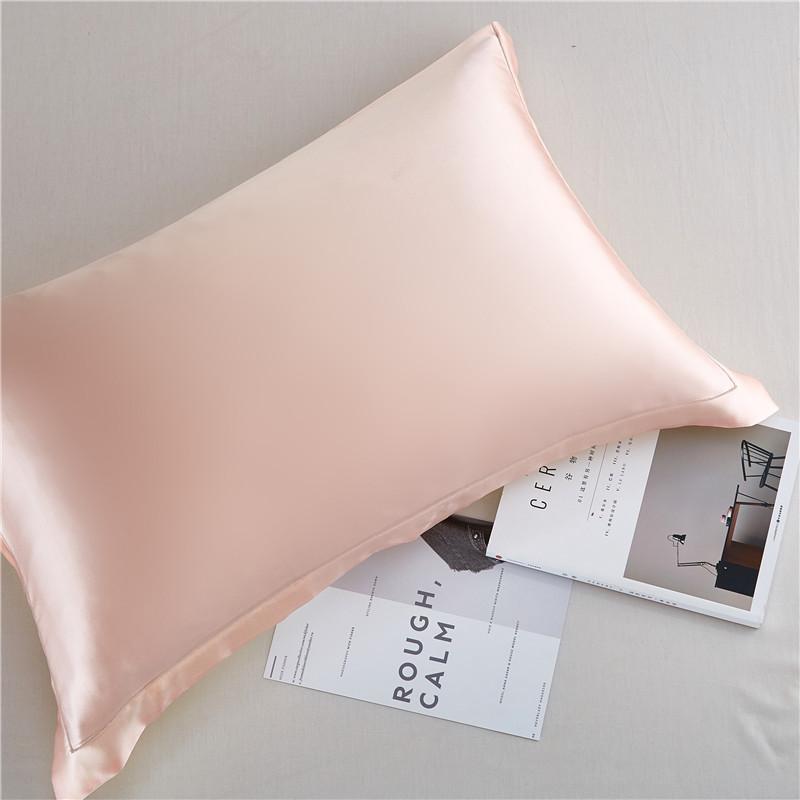 

European-Style Simple Pillowcase Embroidered Silk Pillowcase Silk Satin Single Bedding Wholesale Direct Sales Pillow Case, As pic