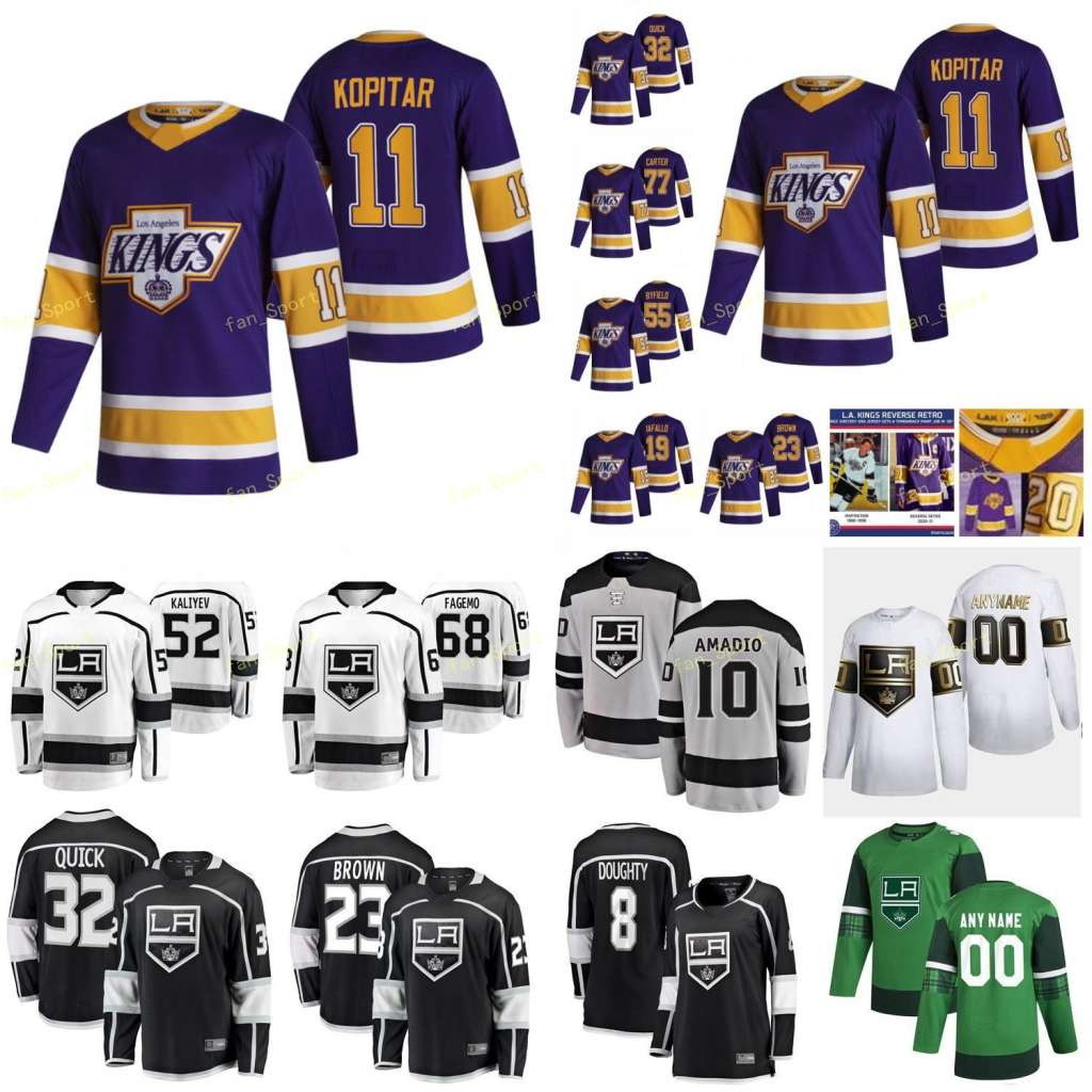 

Los Angeles Kings 2021 Reverse Retro Jersey Moore Trevor Petersen Cal Quick Jonathan Roy Matt Vilardi Gabriel Wagner Austin Custom Stitched, Youth white away