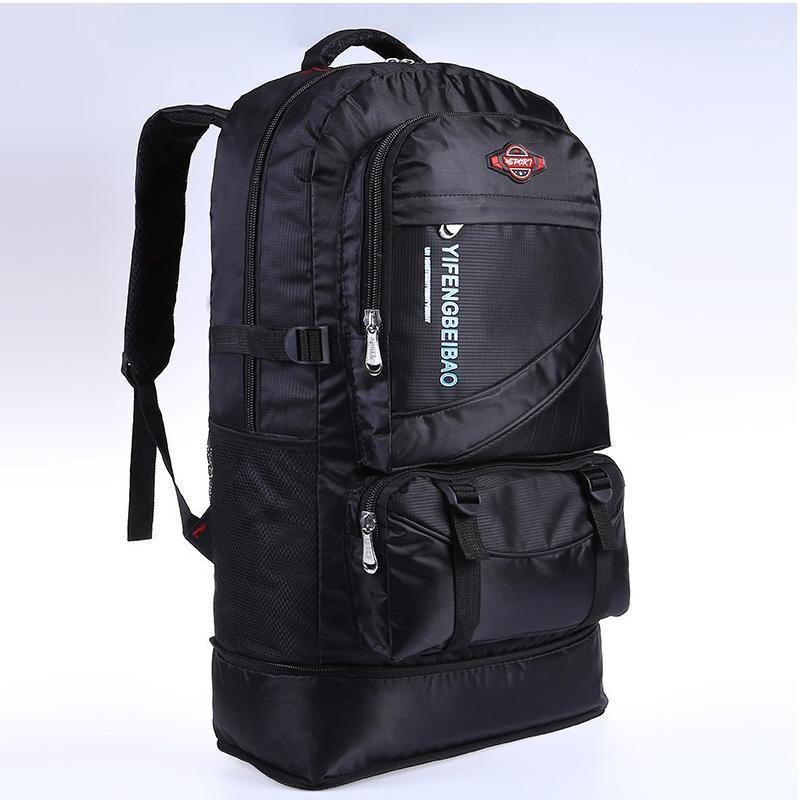 

60L waterproof male nylon backpack travel pack sports bag pack Outdoor Mountaineering Hiking Climbing Camping backpack for men1, Black