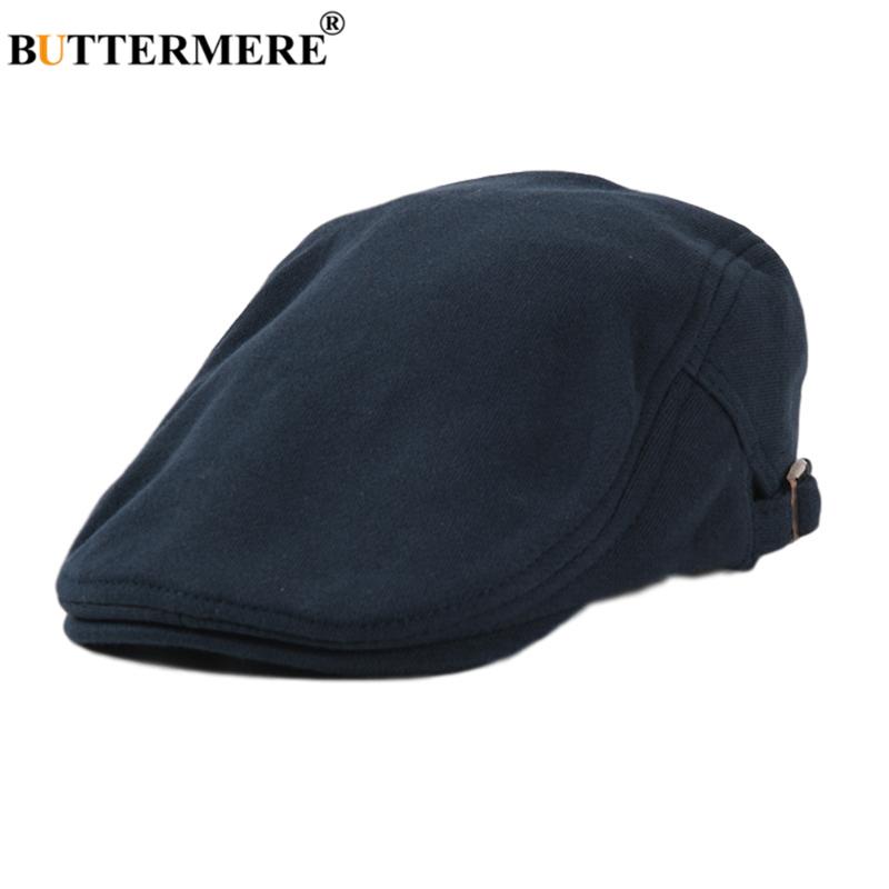 

BUTTERMERE Beret Cap Cotton Four Seasons Caps for Men Women Adjustable Ivy Newsboy Flat Cap High Quality Solid Navy Driver Hat