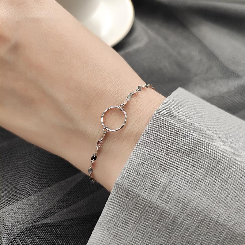

S925 Sterling SilverColor Korean Style Temperament Literary Round Bracelet Fashion Jewelry For Women Lady Daughter Gift