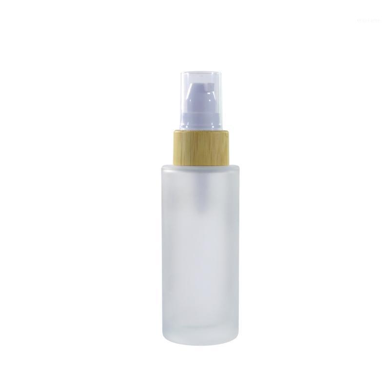 

50pc*50ml frosted glass bottle with bamboo serum pump and 50pc 50ml frosted glass jar with bamboo lid1