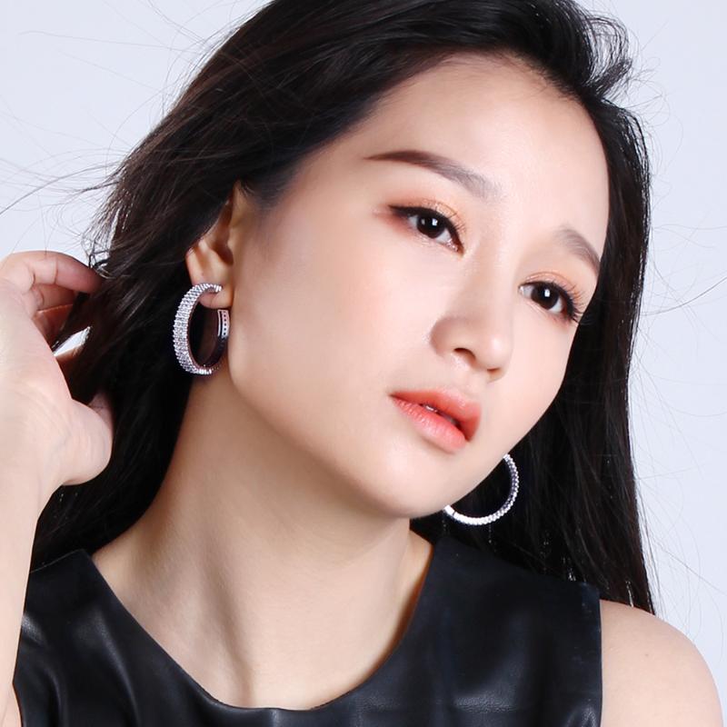 

Hoop & Huggie Earring For Statement 37 Mm Diameter Brincos Cubic Zirconia Allied Express Big Circle Earrings Bijoux Jewelry