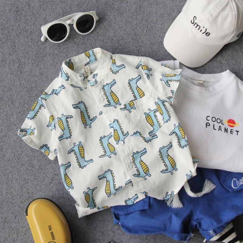 

90-130cm height new 2020 summer fashion style cartoon boys shirt 1pc kids short sleeve shirt boys summer1, Only shirt