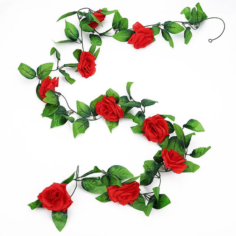 

9 Heads Rose 2.45M Rose Flower String Simulation Vines Emulation Beautiful Party Supplies Festive Landscaping Necessary1, Red
