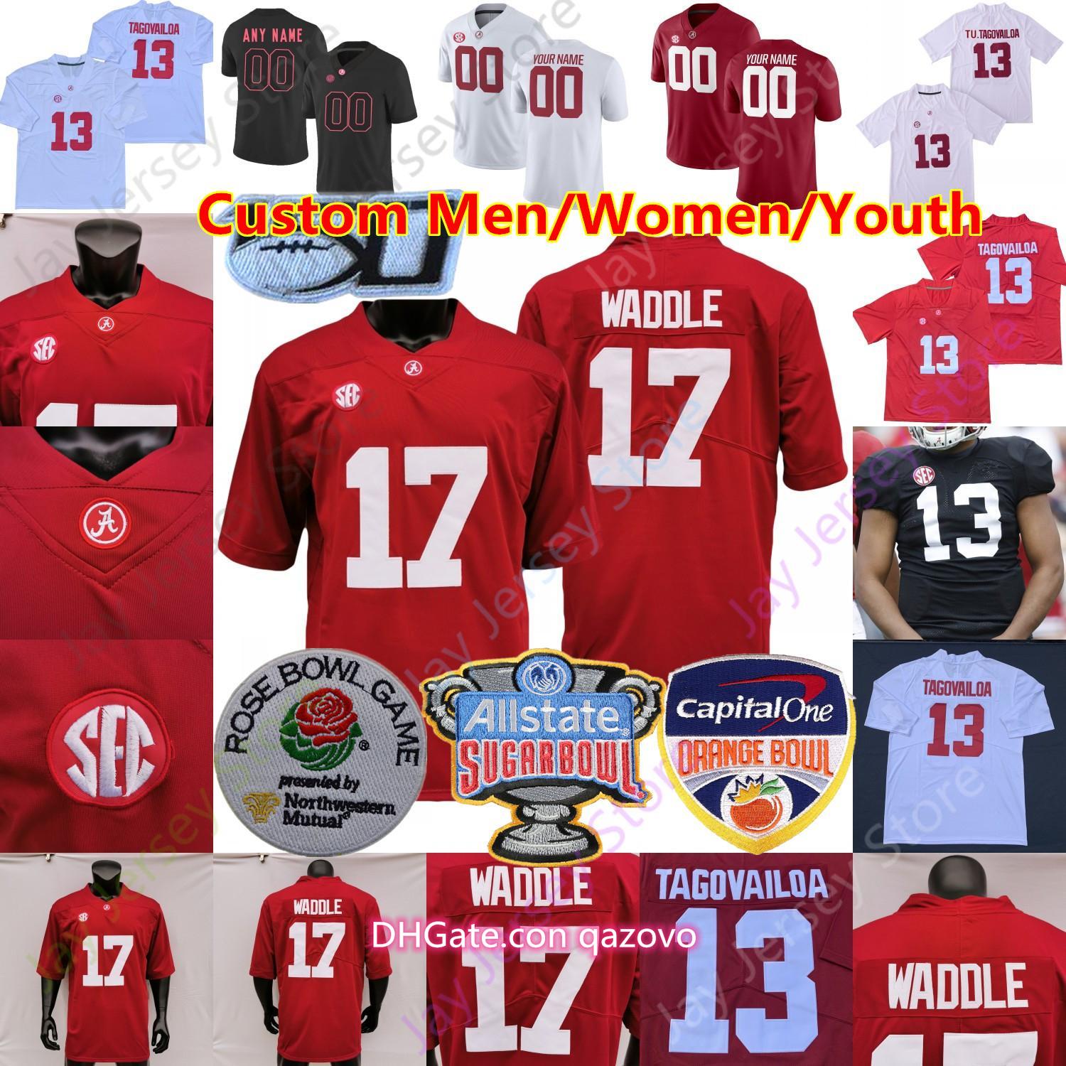 

Custom Alabama Football Jersey Najee Harris DeVonta Smith Jaylen Waddle Robinson Mac Jones Trey Sanders Metchie III Bryce Young Surtain II, Black;red