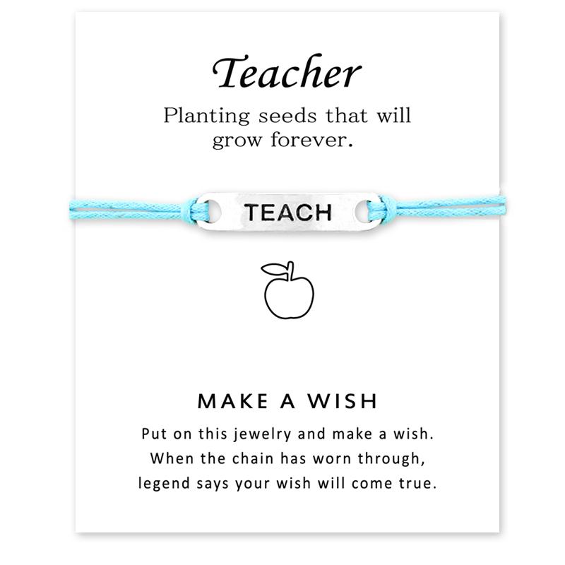 

Charm Bracelets Love To Teach Teacher Wish Card Adjustable Friendship Statement For Women Men Gift With