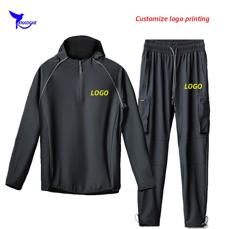 

2020 Autumn Quick Dry Hoodies+Pants 2 Pcs Tracksuit Men Hooded Sports Suits Gym Fitness Sportswear Training Running Set Custom, 833 white