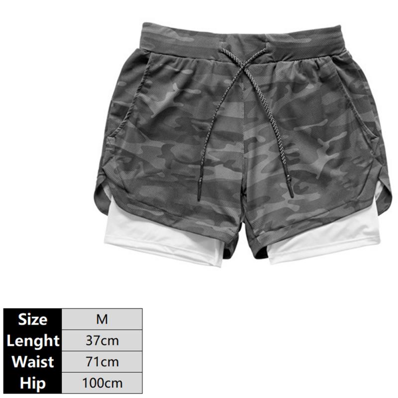 

Men's Running Shorts Mens 2 in 1 Sports Shorts Male double-deck Quick Drying Sports men Jogging Gym men dropship, White