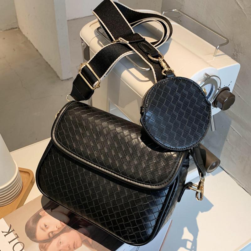 

Purses And Handbags Luxury Designer 2 Sets Fashion Knitting Pattern PU Leather Shoulder Bag For Women 2021 High Quality Handbags, Beige