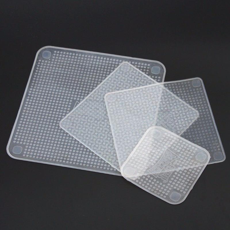 

4Pcs Grade Silicone Wraps Clear Fresh Keep Covers Insulated Pads Kitchen Cooking Gadgets Reusable Anti Slip Mats