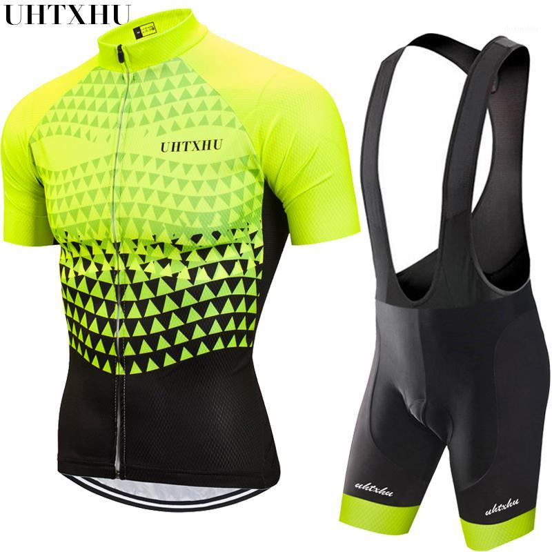

Uhtxhu 2020 Cycling Set Men Cycling Jersey Sets Bike Clothing Clothes Breathable Anti-UV Mtb Bicycle Wear Clothing1