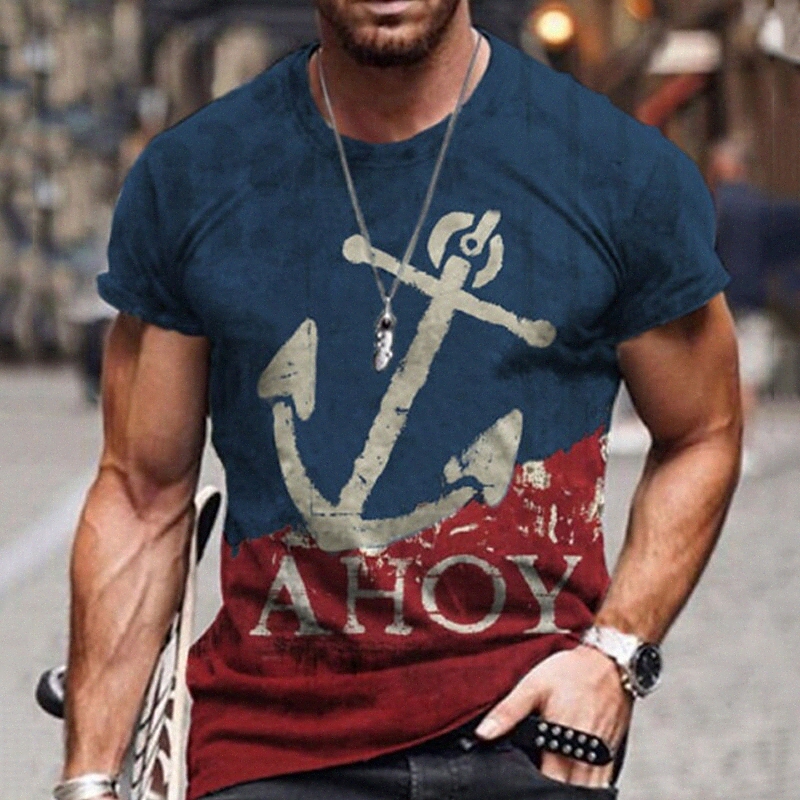 Men's Tee T shirt Shirt 3D Print Graphic Rudder Plus Size Crew Neck Casual Daily Short Sleeve Regular Fit Tops Basic Designer Slim Fit Big a