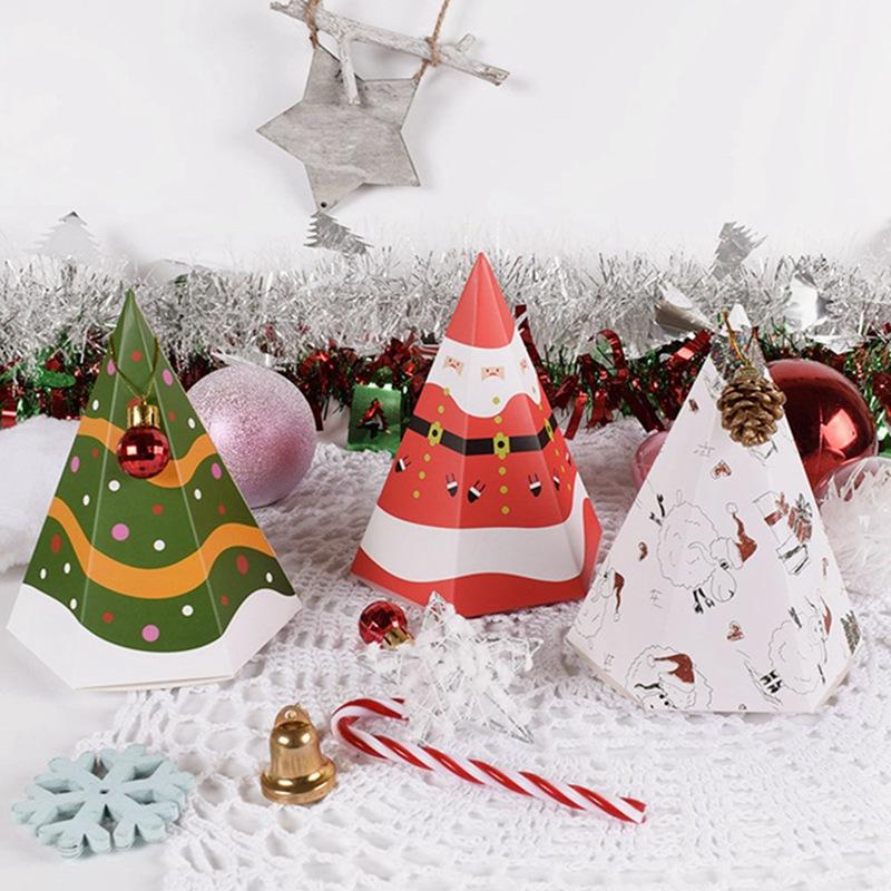 

5 Packs Christmas Eve Wrapped Gift Box Santa Carrying Paper Bag Gift Box Carton Snowman Candy