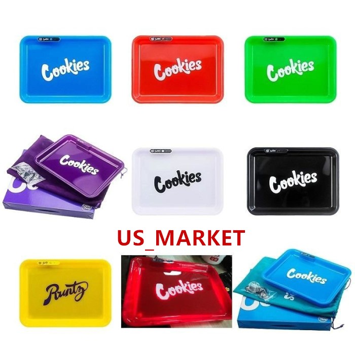 

LED Rolling Trays Cookies Runtz Backwoods Gift Bag Box Wireless Bluetooth Music Glow-Tray Dry Herb Cigarette Flower Tray