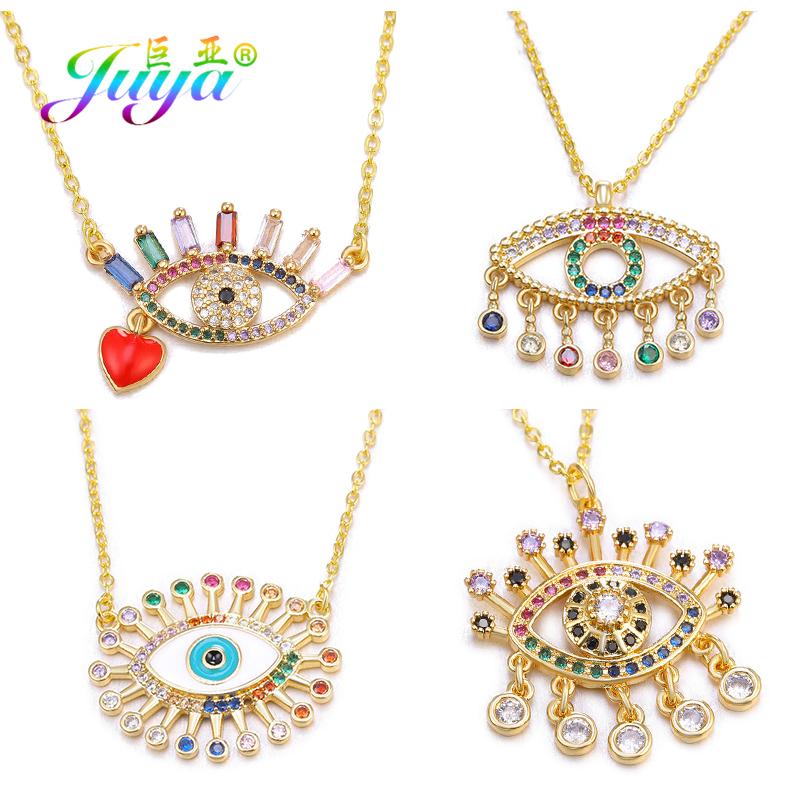 

Pendant Necklaces Juya 2021 Luxury Gold Greek Evil Eye Necklace For Women Handmade Enamel Zirconia Turkish Choker Jewelry Supplies