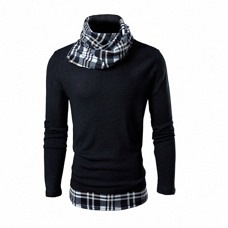 Men's Pullover Solid Color Long Sleeve Sweater Cardigans Turtleneck Gray Black 41lK#