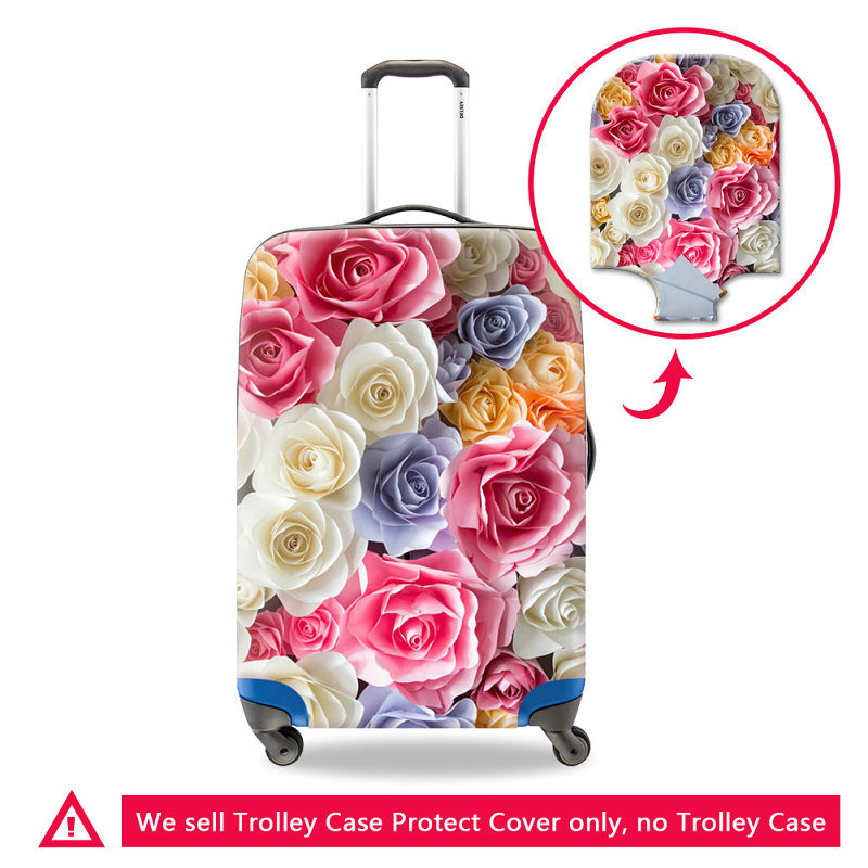 

Colorful Rose Printing Women Fashion Travel Luggage Cover For 18-30 Inch Trolley Trunk Cute Flower Case Covers Travel On Road Suitcase Cover