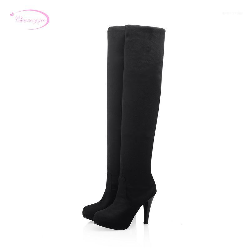 

Chainingyee comfortable soft sweet autumn over knee high boots slip black blue brown high-heeled women's riding boots1