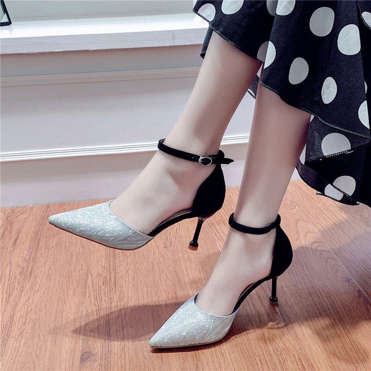 

new spring and autumn summer breathable sandals women's hollow bag heel thin heel high heels suede all over sandals, See chart