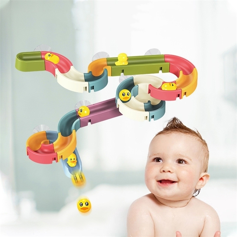 

Bath Toys Baby Bathroom Duck DIY Track Bathtub Kids Play Water Games Tool Bathing Shower Wall Suction Set Bath Toy for Children LJ201019