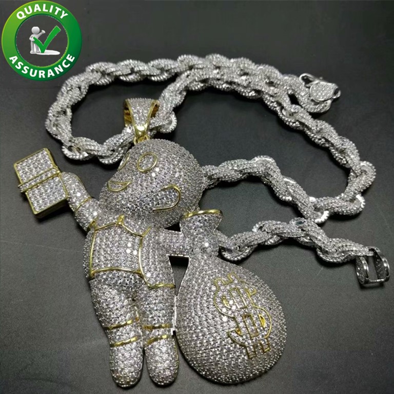

Iced Out Pendant Luxury Designer Necklace Hip Hop Bling Jewelry Mens Diamond Rope Chains Big Pendants Rapper Fashion Accessories Christmas Hiphop Jewellry
