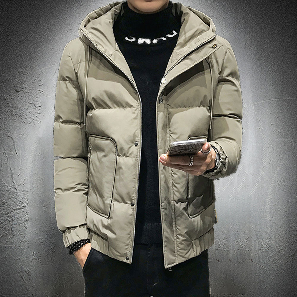 

2021 New Fashion Trends Autumn Winter Men Puffer Jacket Hooded Up Street Wear Coat Big Pockets T7CP, Black