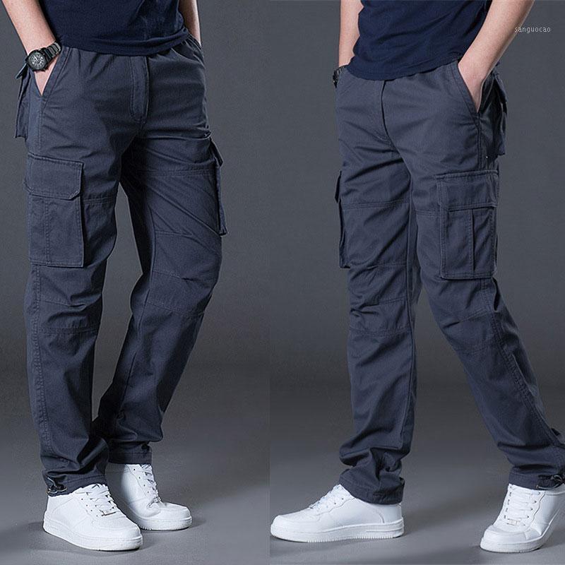 

Summer Straight Casual Pants Multi-Pockets Men' Wear-Resistant Cargo Pants Fishing Hiking Workout Cotton Tactical Sportswear1, Black