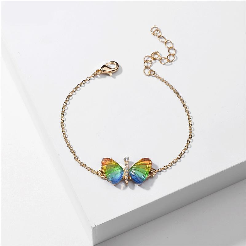 

Charm Bracelets Fashion Jewelry Colorful Transparent Acrylic Butterfly Dainty Chain Link For Women1