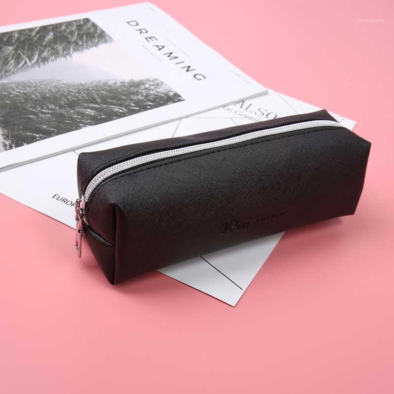 

Black Pencil Case For Girls School PU Leather Pencil Case Big Capacity Bag Pencilcase School Supplies Stationery Gifts1