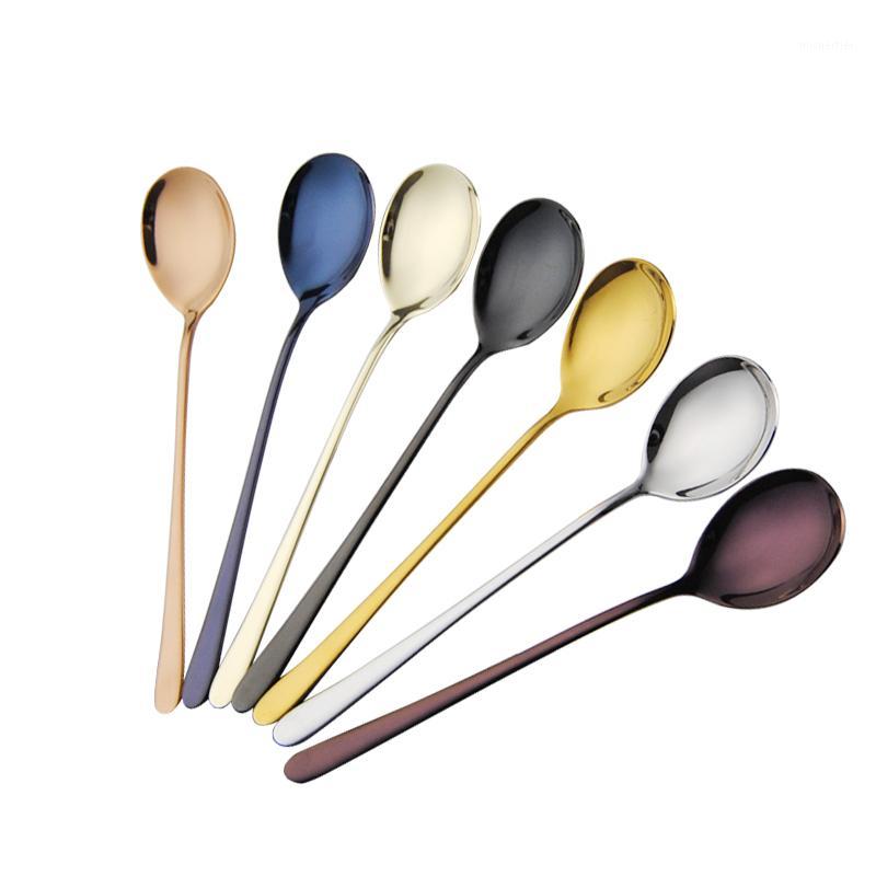 

2Pc Long Handled Small Coffee Spoons s 7 Color Flavored Korean Style Stainless Steel Flatware Cutlery Mini Dessert Ice Spoon1