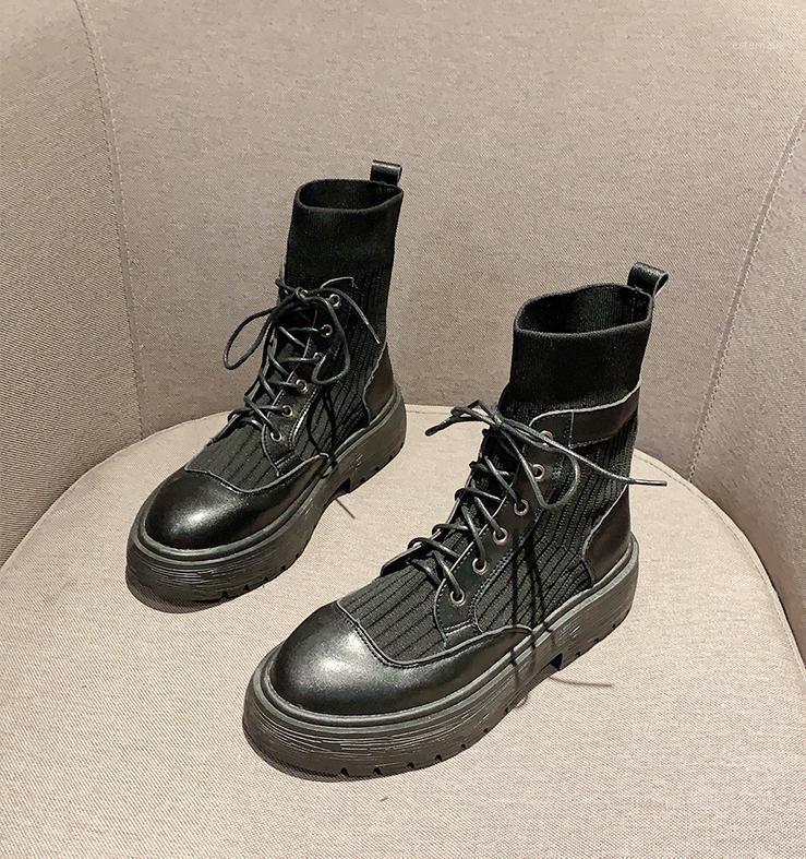 

Ankle Boots Women's British Style 2020 Breathable Mesh Socks Boots Fashion Short Shoes1, Black