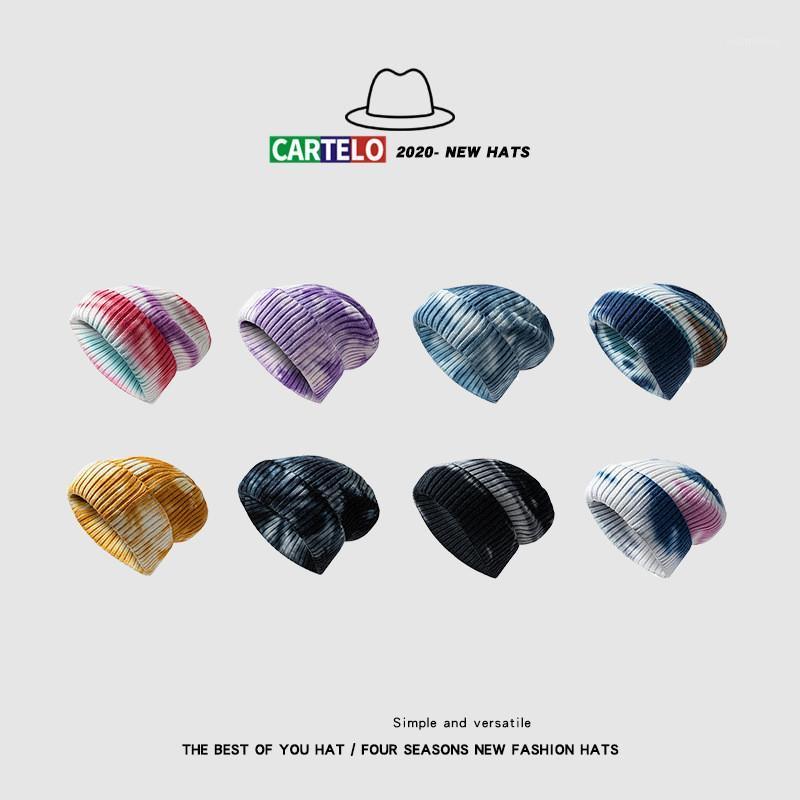 

CARTELO New hat woolen tie-dye woolen hat port men and women melon fur gradient knitted cold men1, B46 baizise