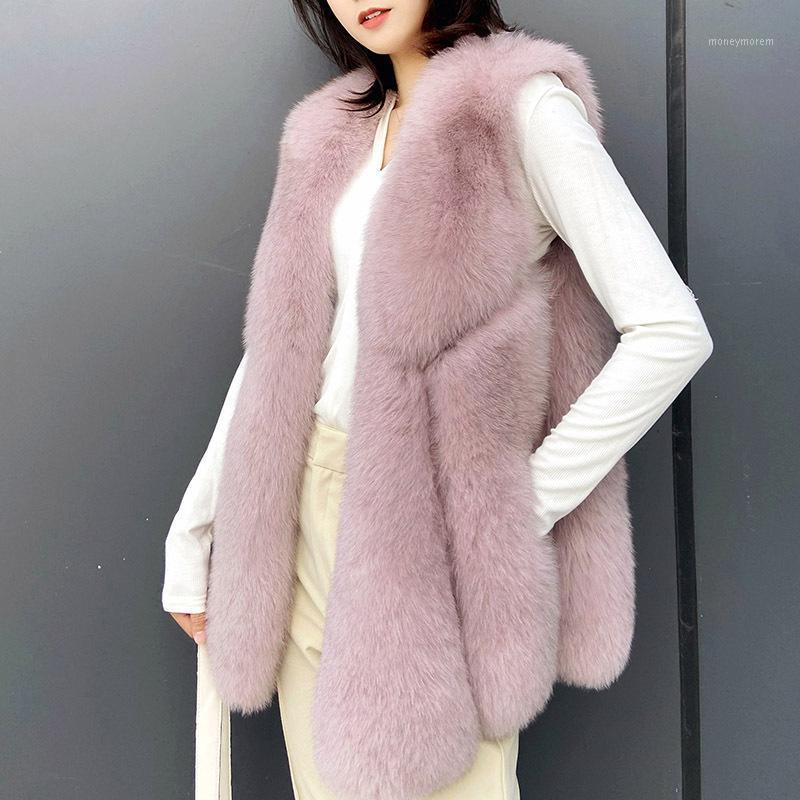

2020 New Women' Winter Real Fur Coat High Quality Natural Fur Vest Fashion Luxurious Warm Sleeveless Dark buckle jacket1, Black
