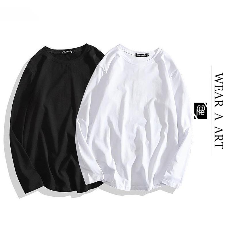 

New Trends Men T Shirts Super Longline Boy Long Sleeve T-Shirt Hip Hop Arc Hem Male Clothes Casual White Bla ck Spring Autumn High Quailty