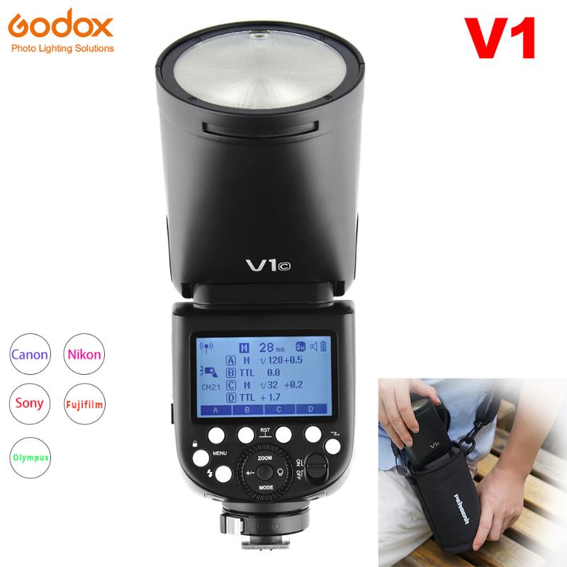 

Godox V1 76W Round Head Speedlite Flash Light V1C V1SL 1/8000s HSS 2600mAh Battery for Fuji Camera