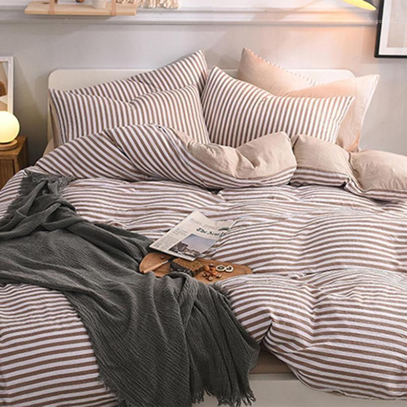 

4 Piece Bedding Set Solid Color Soft Duvet Cover with Bed Sheet and 2 Pillowcases1, As pic