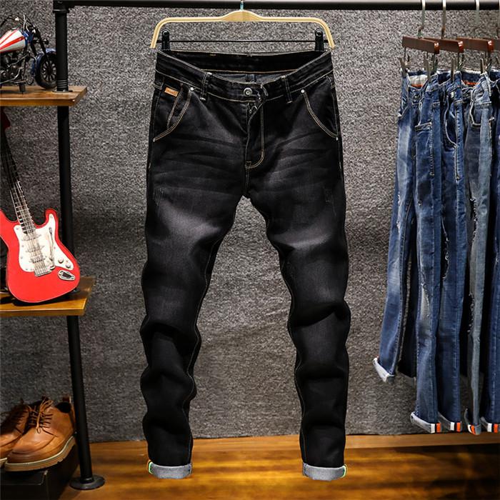 

Skinny Jeans Men Zipper Slim Fit Denim Joggers Stretch Male Jean Pencil Pants Blue Men's Jeans Fashion Casual Hombre, 809 black