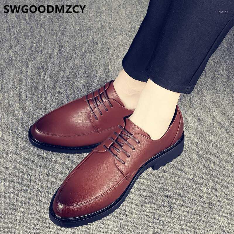 

brown dress shoes men classic formal shoes men genuine leather Coiffeur italian brand elevator for wedding dress 20201