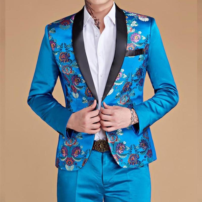 

Mens slim suit + trousers mens casual suit shiny red blue yellow men's wedding coat trend style fashion design
