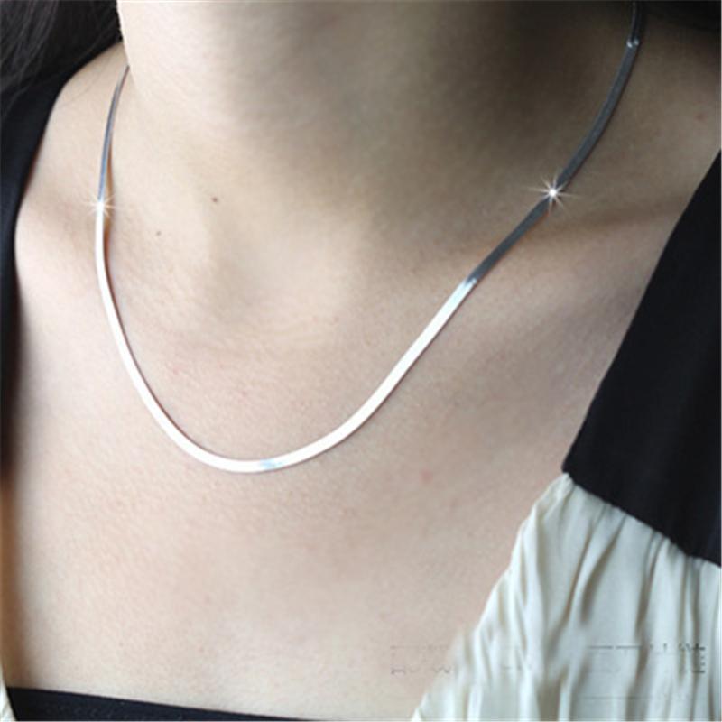 

S925 Silver Color Necklaces Jewelry Bone Chain for Women Chalcedony Bijoux or Bizuteria colgante de ley 925 Necklace
