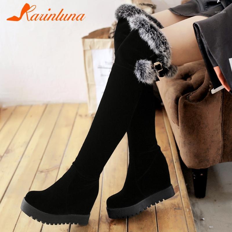 

Karin Dropship On Sale New Fashion woman shoes Platform Increasei Internal Over-the-knee Boots Short Plush Autumn Winter1, Black