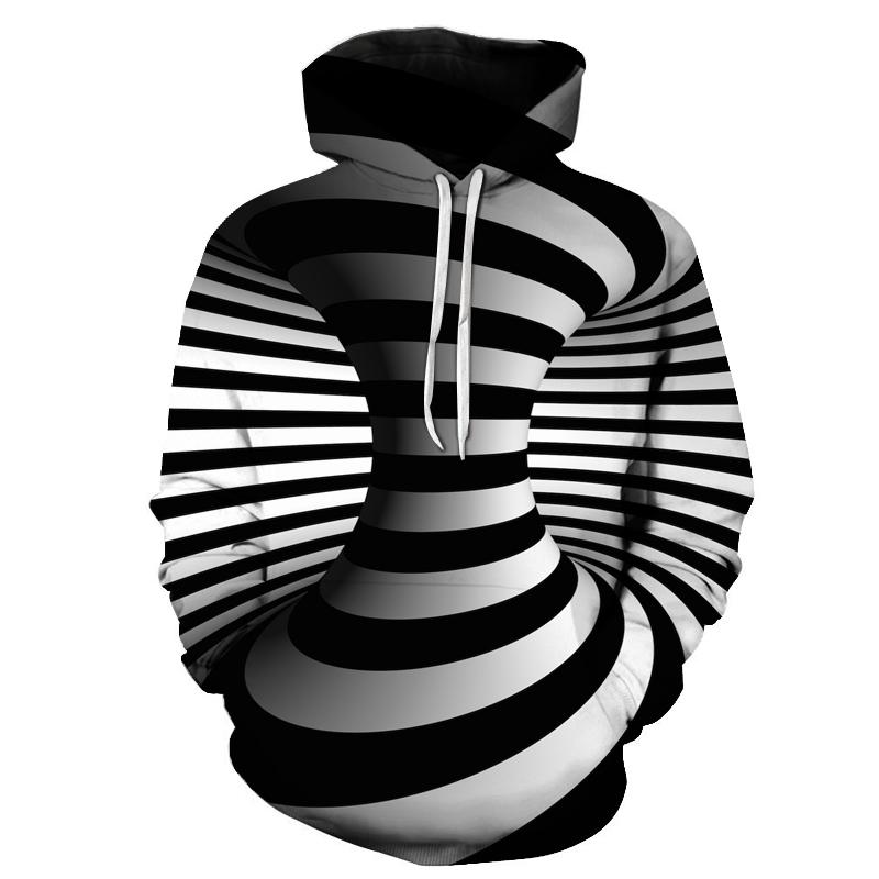 

Men's T-Shirts The Latest High Street 3D Printed Hooded Sweater Fashion Casual Top Three-dimensional Super-size Streetwear., White;black