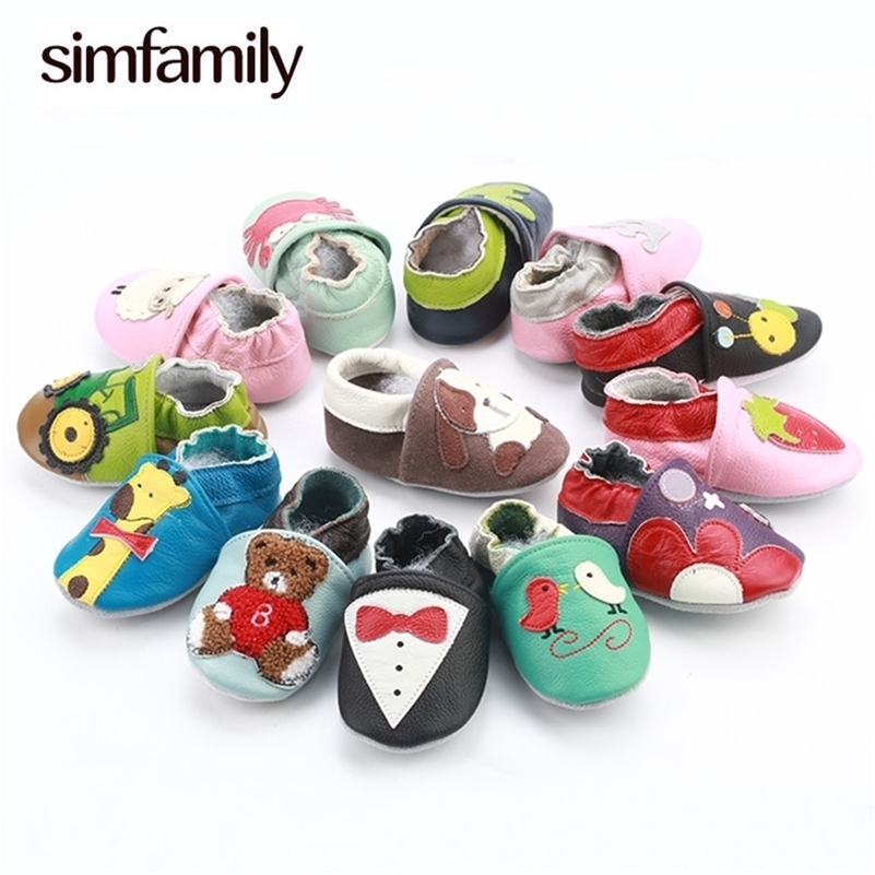 

[simfamily]Skid-Proof First Walkers Genuine Leather Baby Boys Girls Infant Shoes Slippers 0-6 6-12 12-18 18-24 Carton Baby Shoes 201222, No13