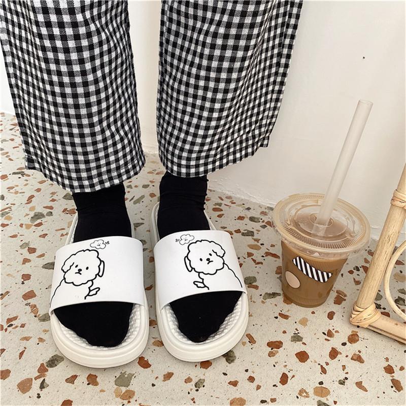 

Summer Black Slippers Woman White Beach Dog Slippers Cute Animal Pattern Slides House Shoes Bathroom Sandals Outdoor Shoes1